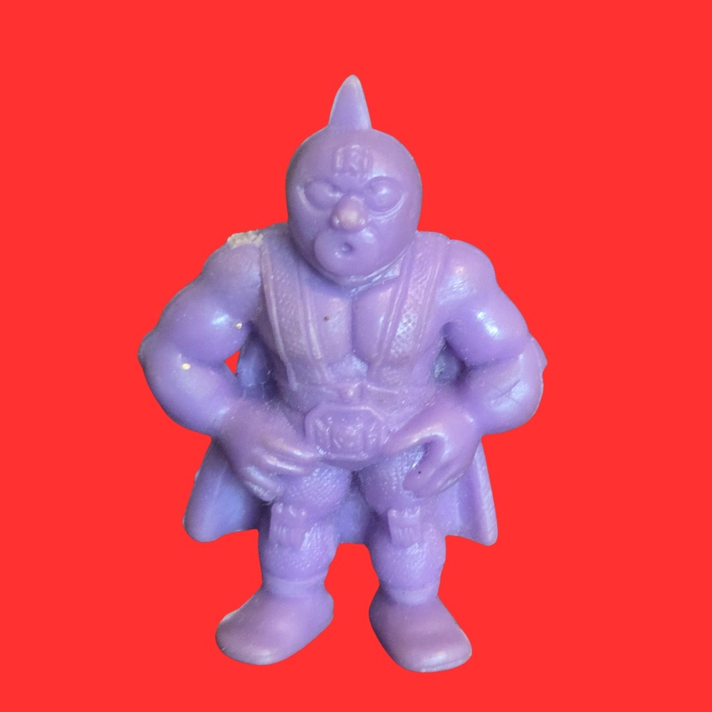 Vtg Kinnikuman MUSCLE Figure Purple Rubber Wrestling Toy‎ Y/S N.T. 1980s 001